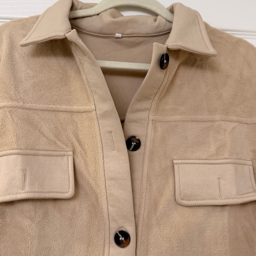 Womens Fleece Button Down Shacket - image 4